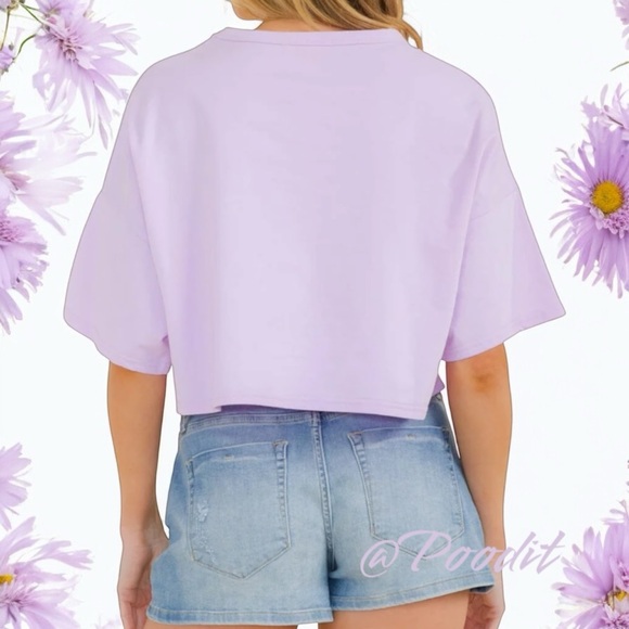 PEACH LOVE CALIFORNIA Sequin accent oversized crop top Sz M L - Picture 4 of 7